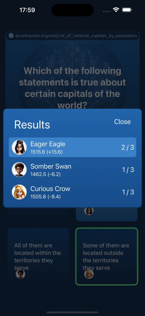 Game over screen